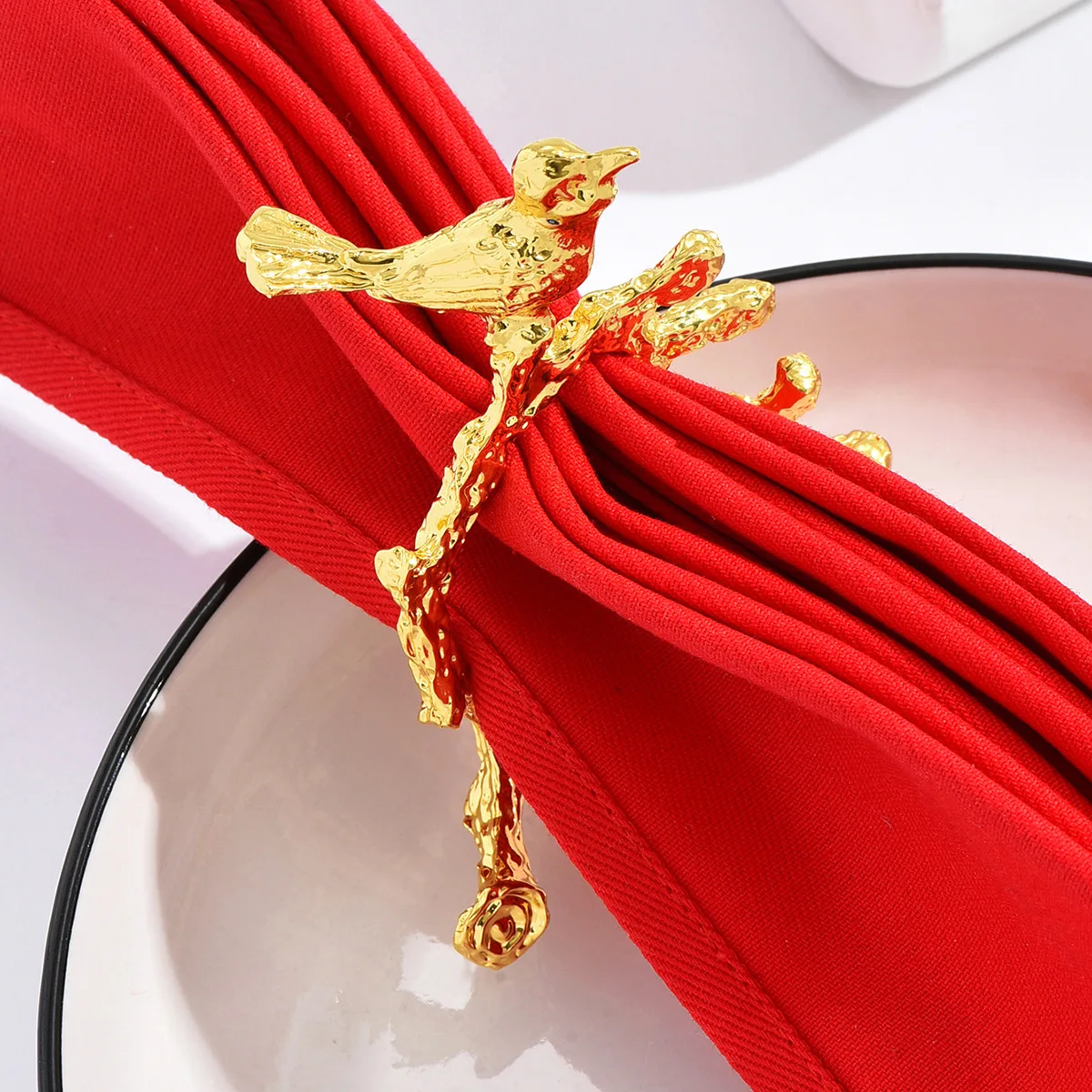 Exquisite High-end Napkin Ring, Very Happy Bird, Model Room, Hotel, Decorative Buckle, 4Pcs