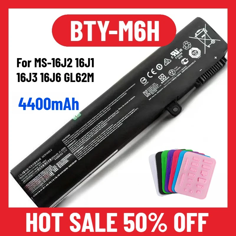 

4400mAh for MS-16J2 16J1 16J3 16J6 GL62M BTY-M6H Laptop Battery