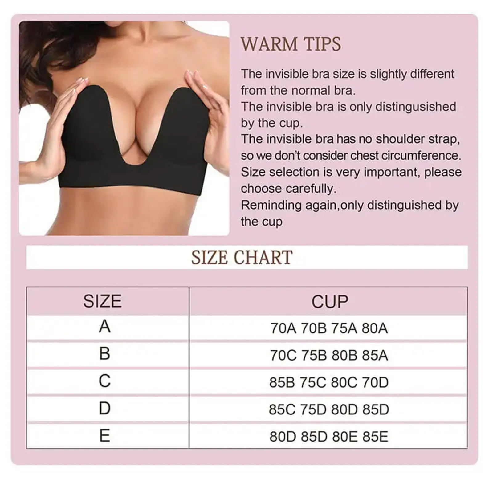 Strapless Bra Seamless Deep U Plunge Padded Breast Pasties for Women Reusable Invisible Bra for Dress Everyday wearing Prom