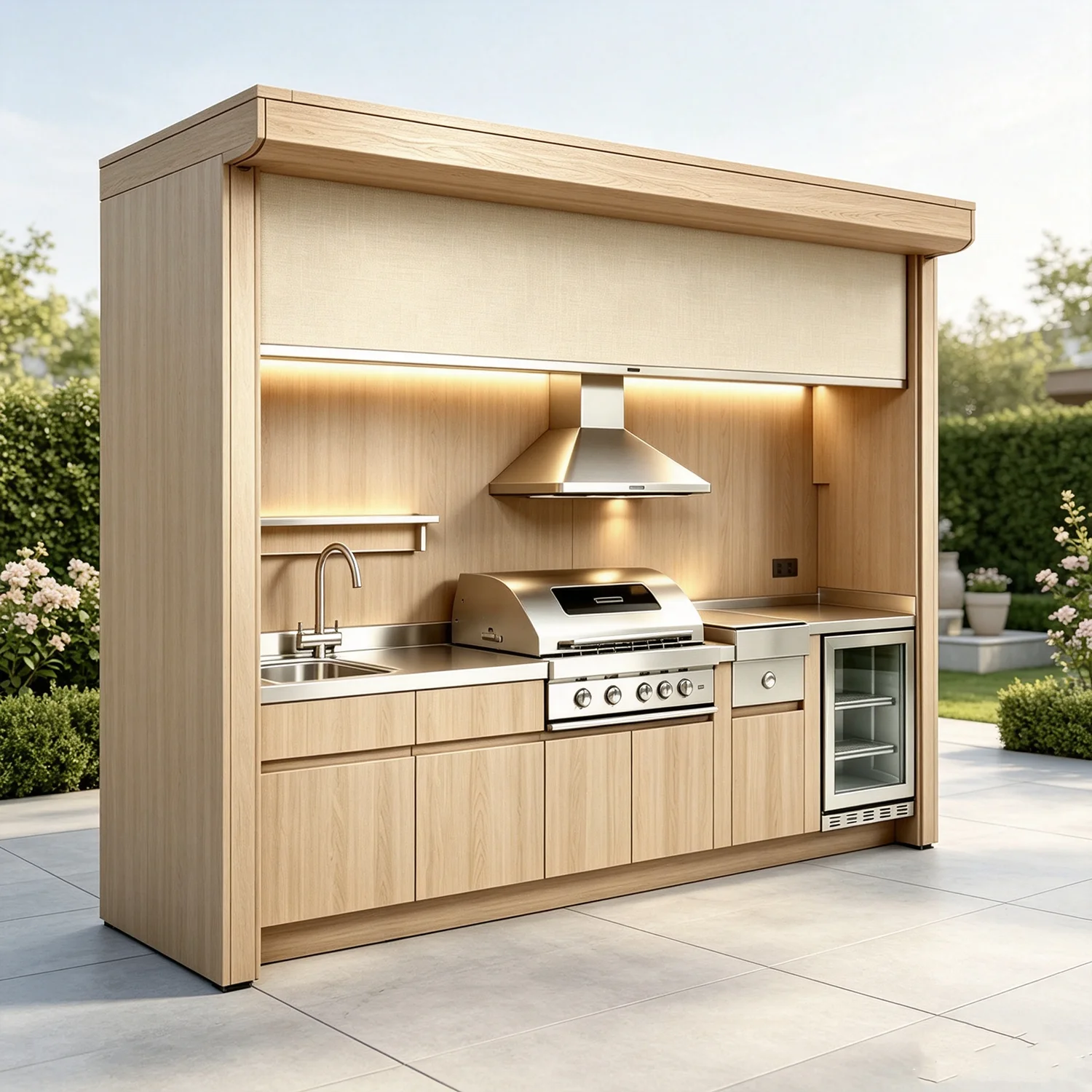 Complete Outdoor Kitchen Equipped BBQ Kitchen Cabinet with Grill,Sink & Mini Fridge,Premium Outdoor Cooking Station with Storage
