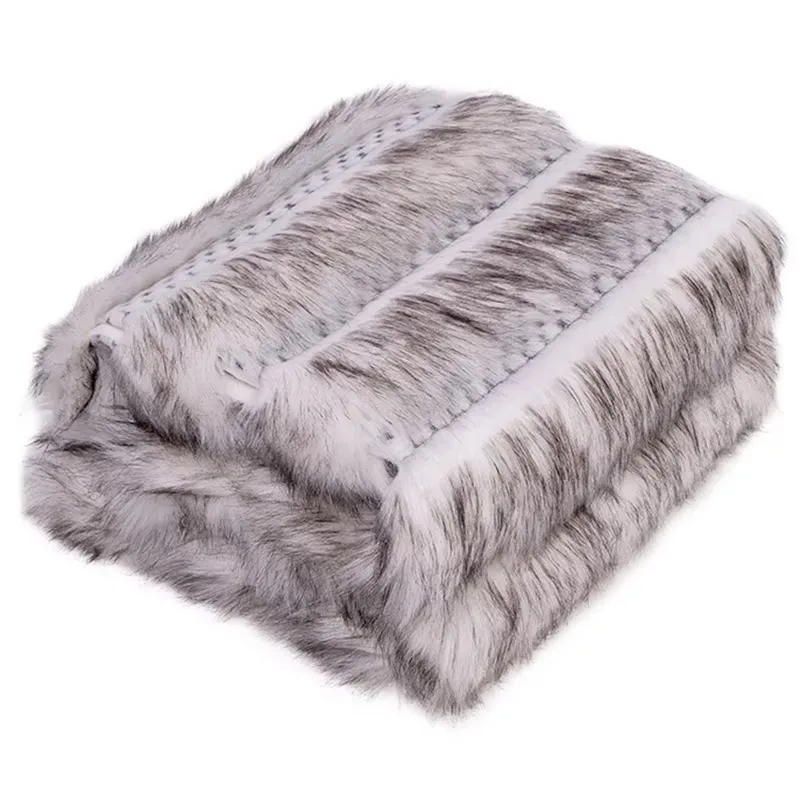 Custom Wholesale Soft Throw Faux Fur Queen Blanket Faux Fur Fuzzy Winter Sherpa Fleece Blanket king Size