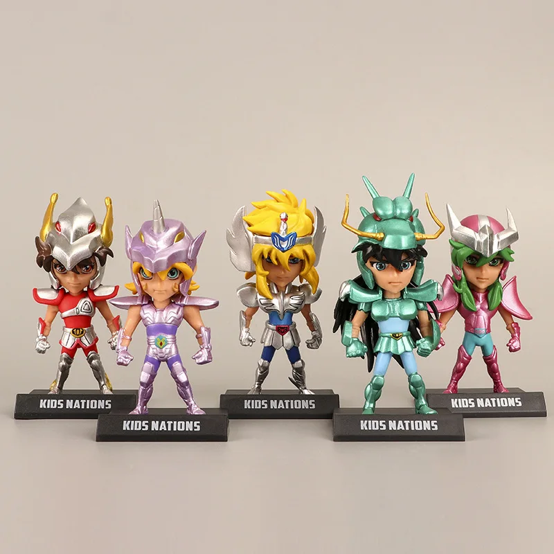 5pcs Saint Seiya Scorpio Lion Aries Figure Two-Dimensional Animation Peripherals Model Doll Toy Ornaments Collection Of Gifts