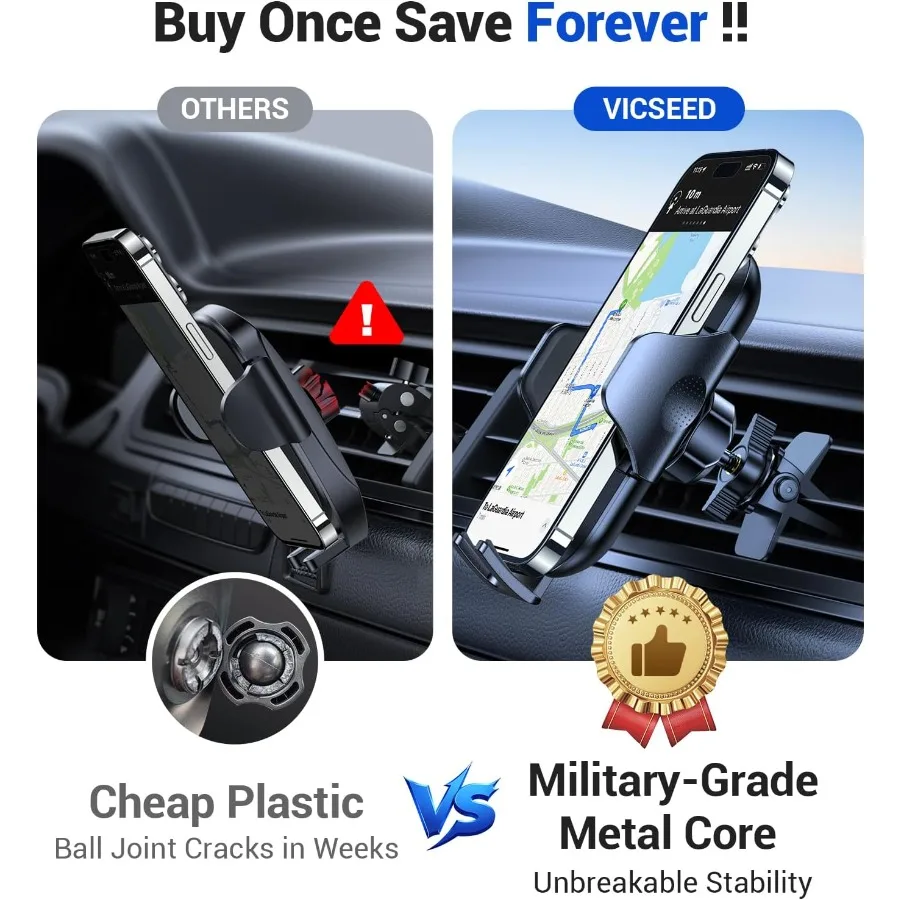 حامل هاتف السيارة من الدرجة العسكرية الحقيقية مع قوة شفط 95+ رطل لفتحة القيادة الأمامية قابلة للتعديل عالمية M