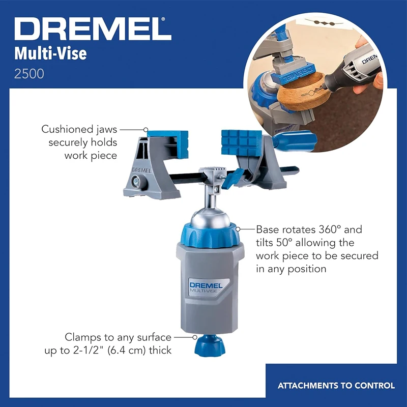 Dremel 2500-01 Multi-Vise 3 in 1 Adjustable Bench Vice with Clamp Tool Holder Workstation Portable Vise Rotary Tool Accessory