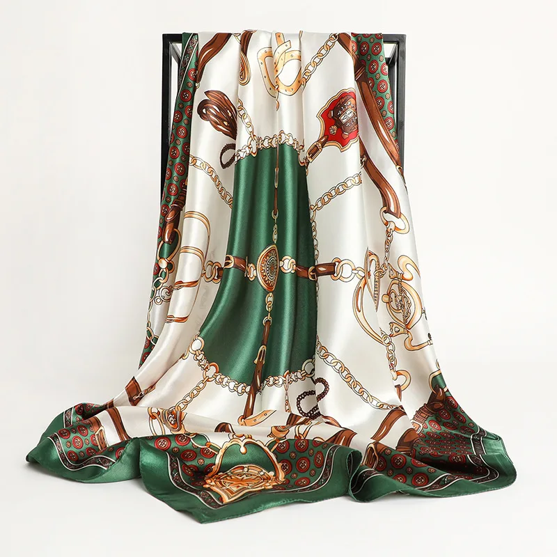 

2024 Silk Shawl Square Scarf For Women Print Headband Foulard Satin Hijab Hair Bands Neckerchief Female Head Wraps Bandana