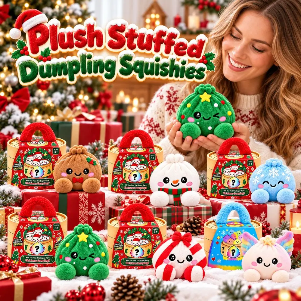 Extra Large Plush Stuffed Dumpling Squishies Stress Relief Soft Giant Dumpling Pillow Christmas Theme Stuffed Steamed Bun Pillow