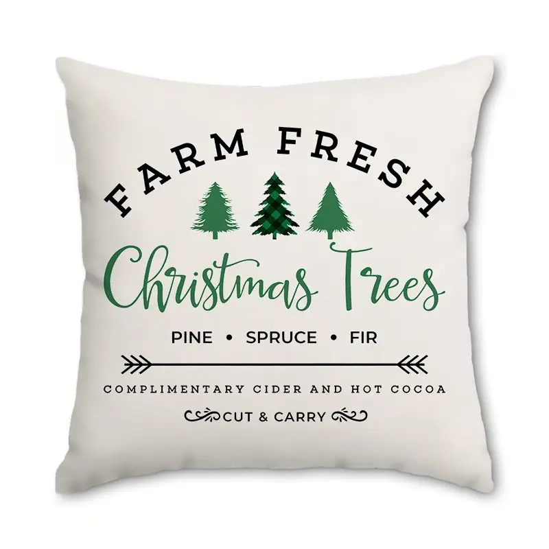 Christmas Pillow Cover, Black and Red Buffalo Plaid Celebration Christmas Tree Snowflake Decoration Sofa Cushion Cover