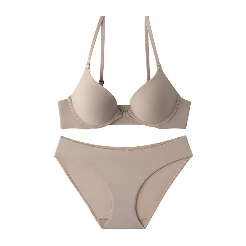 Sexy frente fivela sutiã conjunto para senhoras, seios pequenos, lingerie ajustável sem fios, sutiãs de seção fina