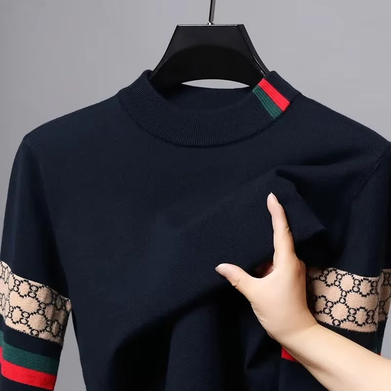 High end Brand round neck sweater Men autumn winter trend Designer new casual letter jacquard design round neck knitted pullover