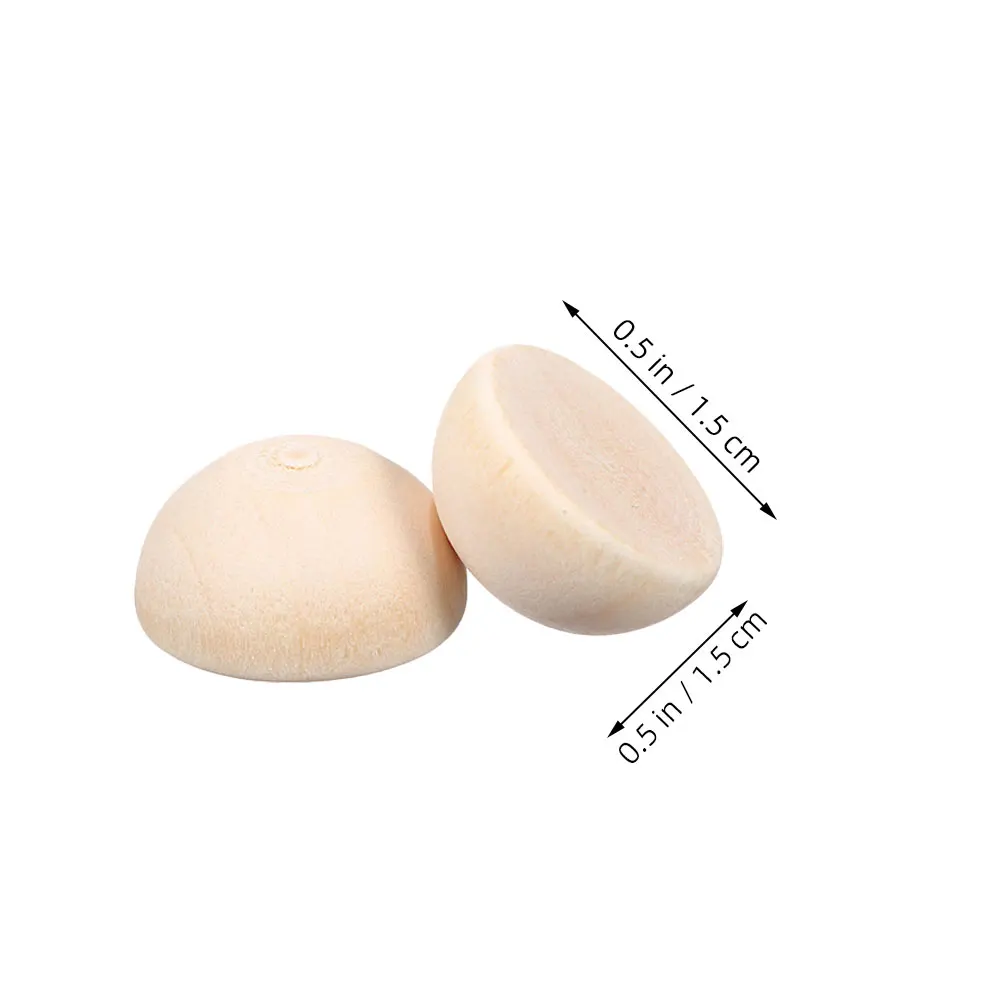 300Pcs Half Round Wooden Beads 15Mm Unfinished Natural Wood Balls for DIY Jewelry Making Crafts Home Decor Half Wood Balls