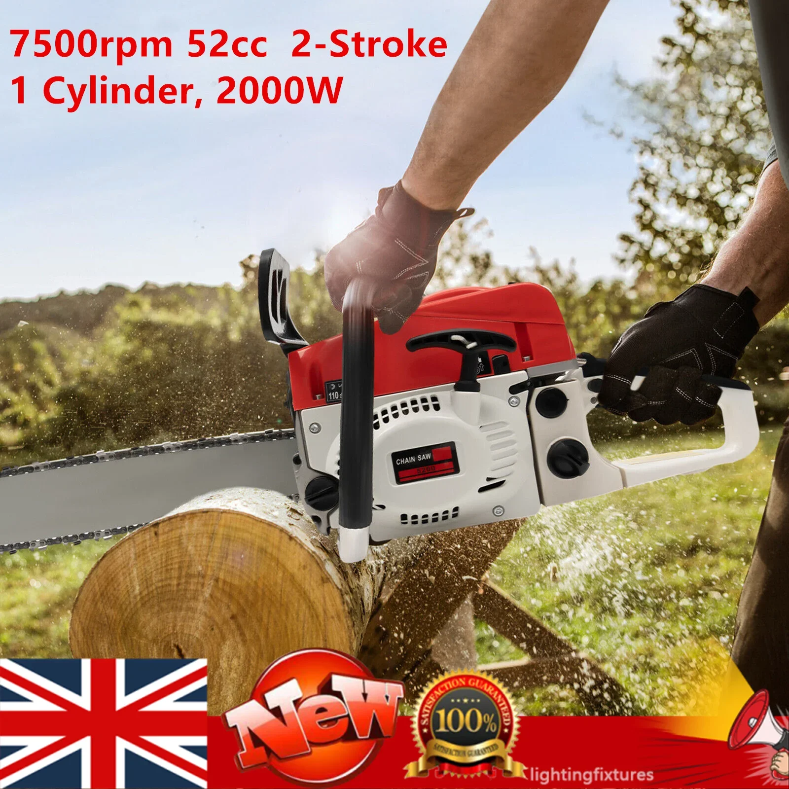 

BYMAOCAR 20 Inches 52cc Gasoline Chain Saw Gas-Powered Cordless Chainsaw for Cutting Wood Garden Tools