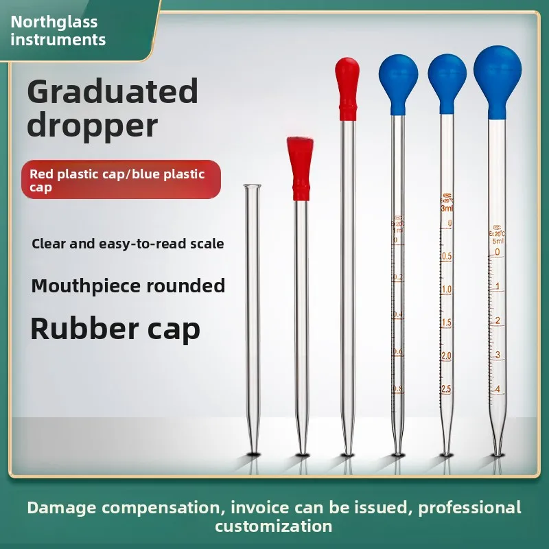 10ml Glass Graduated Dropper with Rubber Bulb for Chemical Experiments