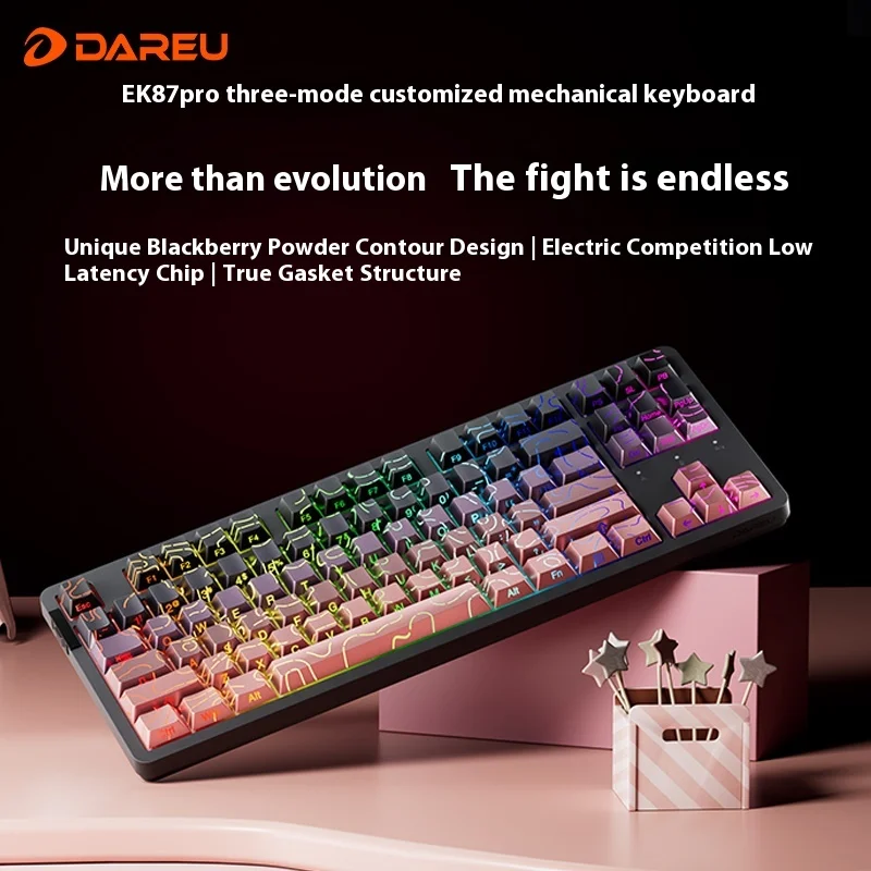 

Механическая клавиатура DAREU EK87pro, трехрежимная беспроводная игровая клавиатура с возможностью горячей замены, структура прокладки RGB, длительный срок службы батареи, индивидуальная игровая клавиатура