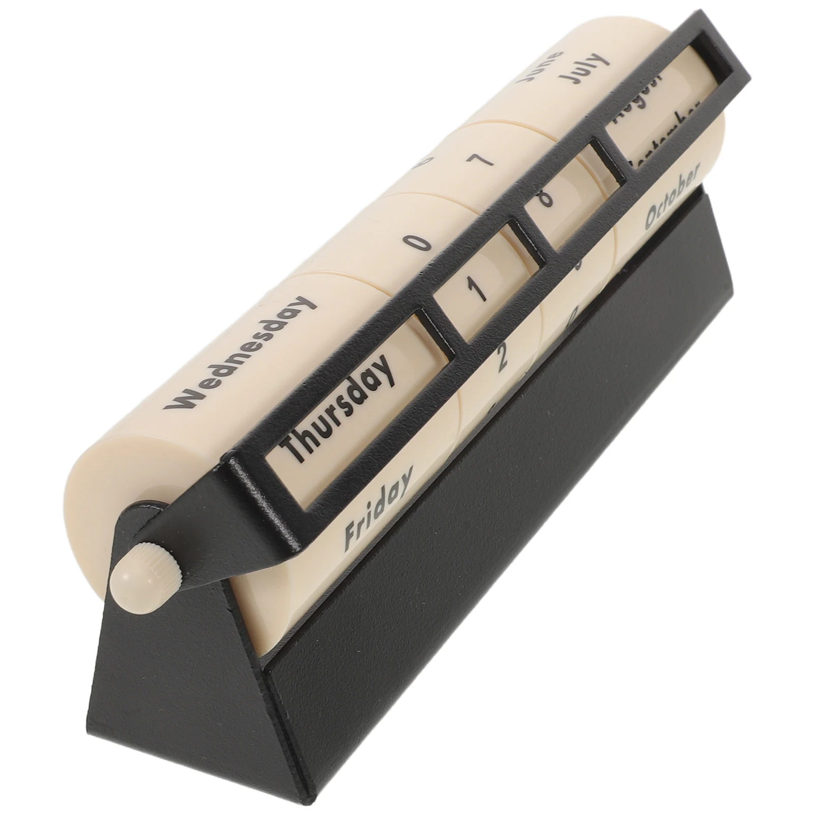 Calendario perpetuo rotolante Meccanismo rotante manuale Decorazione da tavolo in metallo per ufficio Aula Casa Data meccanica senza data