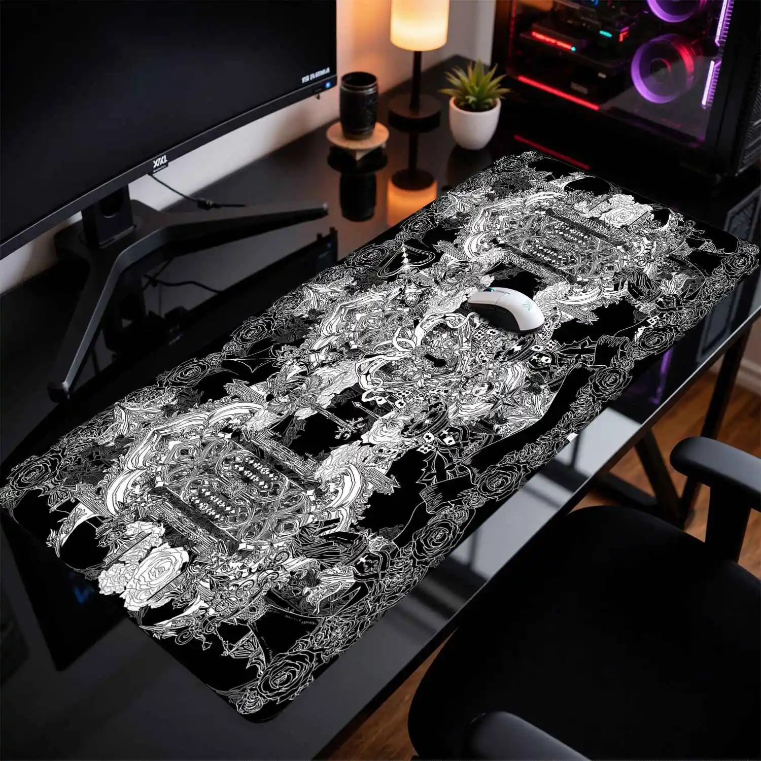 Divine Realm Gothic Building Mouse Pad Extra Large Dark Black Pad E-sports Games Keyboard Pad Computer Rubber Anti Slip Desk Mat