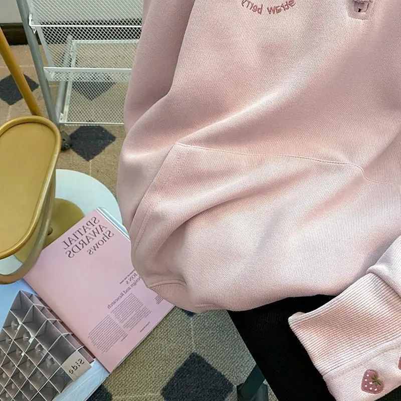 

Женские толстовки с капюшоном, флисовая одежда на молнии, повседневный дизайн, спортивная одежда в американском стиле, Femme, упрощенный однотонный с круглым вырезом