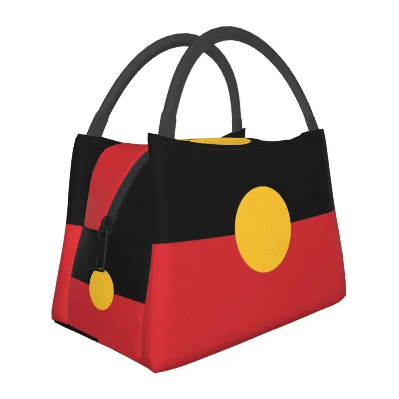Custom Australian Aboriginal Flag Thermal Insulated Lunch Bags Women Portable Lunch Container for Camping Travel Meal Food Box
