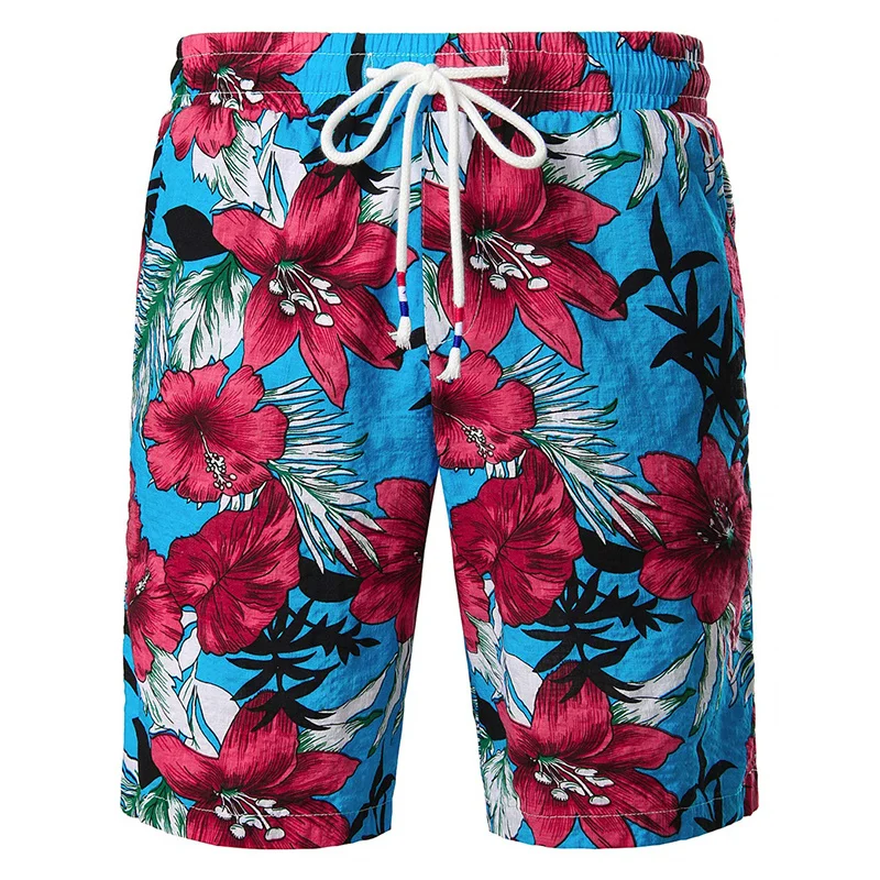 Flower Leaves Graphic Beach Shorts Pants Men 3D Printed Y2K Surf Board Shorts Summer Hawaii Swimsuit Swim Trunks Cool Ice Shorts