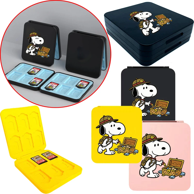 

12-слотовая игровая консоль Snoopy, подходит для переключателя OLED, коробка для хранения игровых карт, аниме, мужская и женская однослойная коробка для хранения кассет