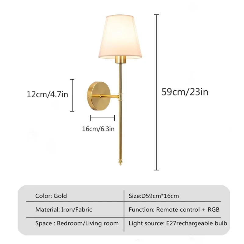 

COME Retro LED Wall Lamp Sconce Remote Control Charging Bulb Waterproof For Bathroom Bedroom Fireplace Interior Light B