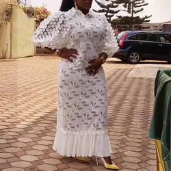 Temperament Commuter Plus Size Women's Fishtail Dress Lace Embroidery Loose Petticoat Long Skirt Dress