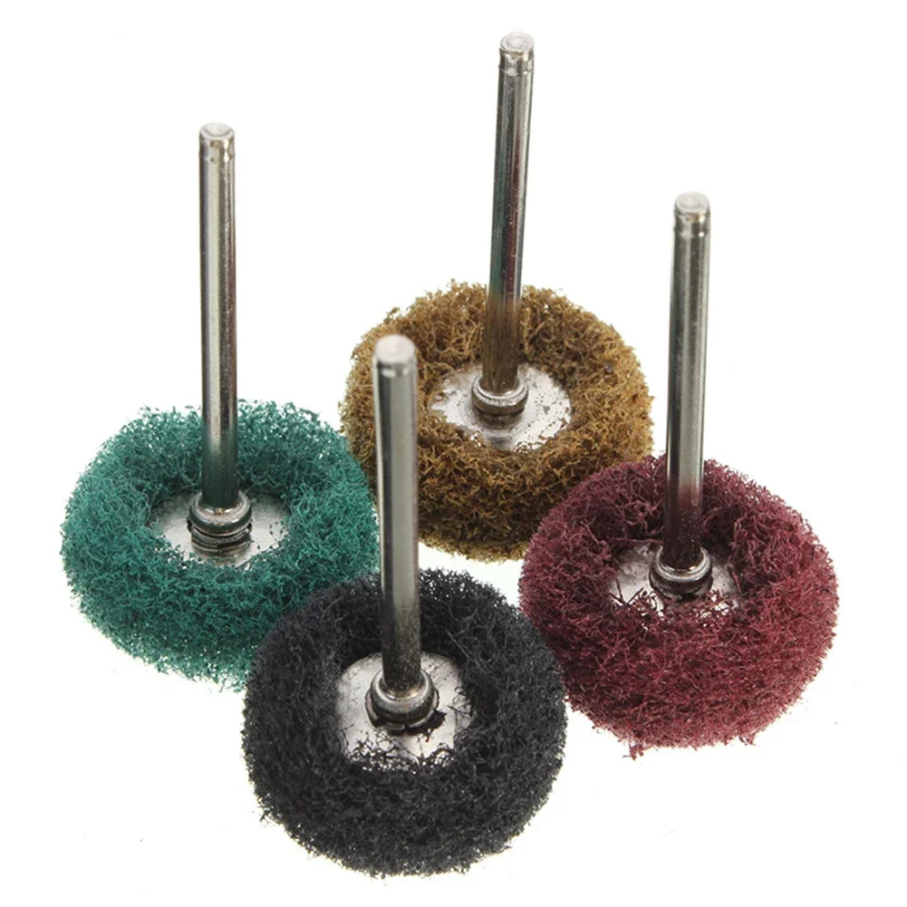 4pcs Nylon Buffing Wheel Set 3mm Shank For Rotary Tools, Metal Polishing & Rust Removal, 45x25mm Abrasive Brushes