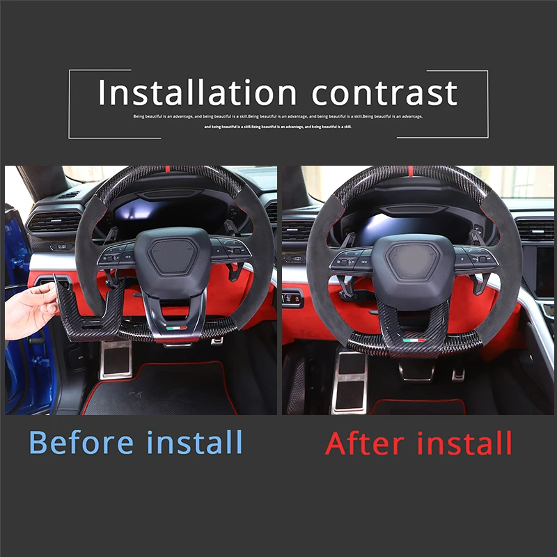 

For Lamborghini URUS/Urus SE 2018-2023 Real Carbon Fiber Steering Wheel Decorative Cover Trim Car Accessories Interior
