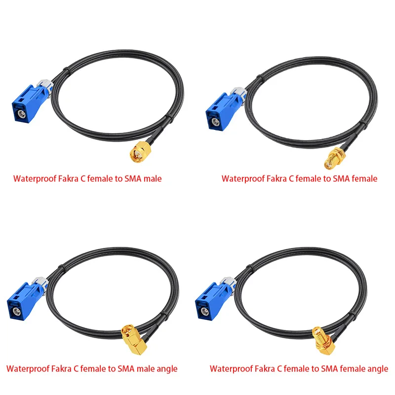 Waterproof FAKRA C Female to SMA Male Female Angle RG174 Extension Cable Car GPS Antenna Navigation Coaxial Pigtail Cable 50 Ohm