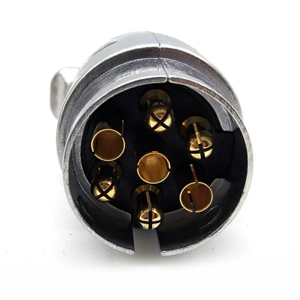 1 Set Trailer Plug & Socket 7 Pin Aluminum Alloy Plug Trailer 7 Pole Towing Connectors Adapter For Boats RV Truck 12V