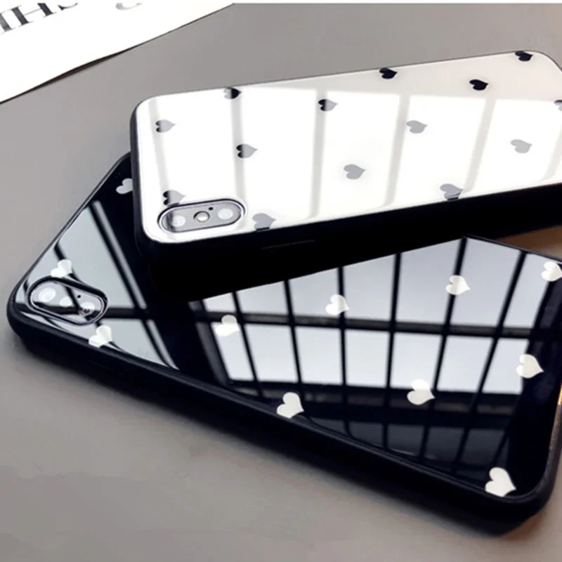 Tempered Glass Love Heart Phone Case for Samsung S24 Ultra S23 Plus S22 S21 S20 FE S9 S8 Note 10 20 Hard Back Cover Lanyard
