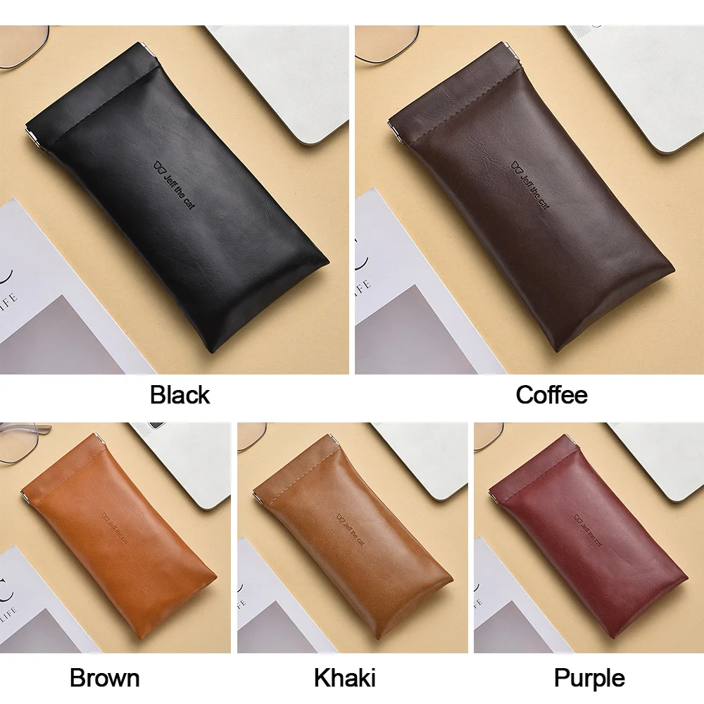 Новый чехол для солнцезащитных очков из искусственной кожи, простые однотонные сумки для хранения очков, аксессуары из мягкой кожи, водонепроницаемый чехол для очков