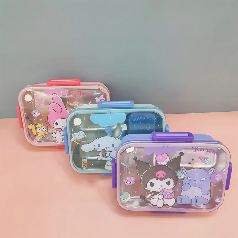 Sanrio Cinnamoroll My Melody Kawaii Anime Stainless Steel Lunch Box Students Office Cute Kurrom Cartoon Insulated Case Girls Toy