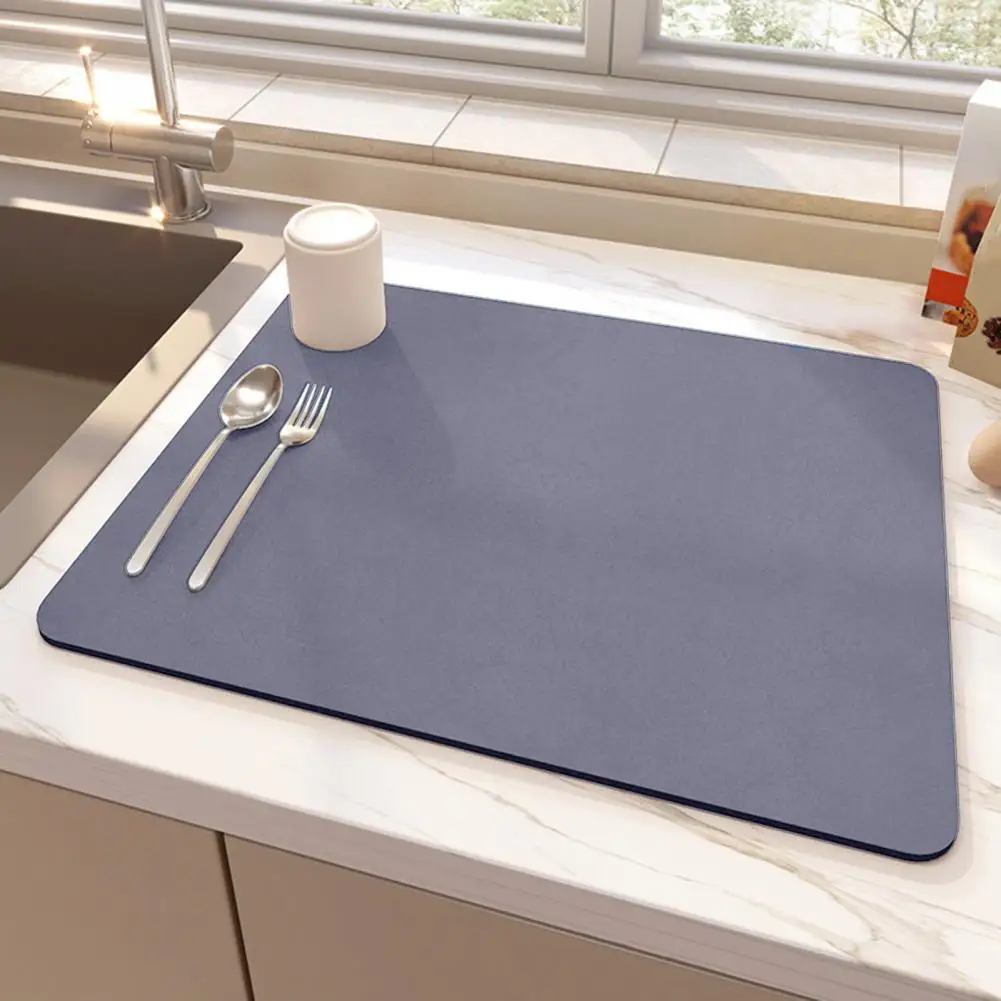 Countertop Protection Mat Coffee Machine Mat with High Water Absorption Washable Kitchen Dish Drying Mat Anti-skid Solid Color