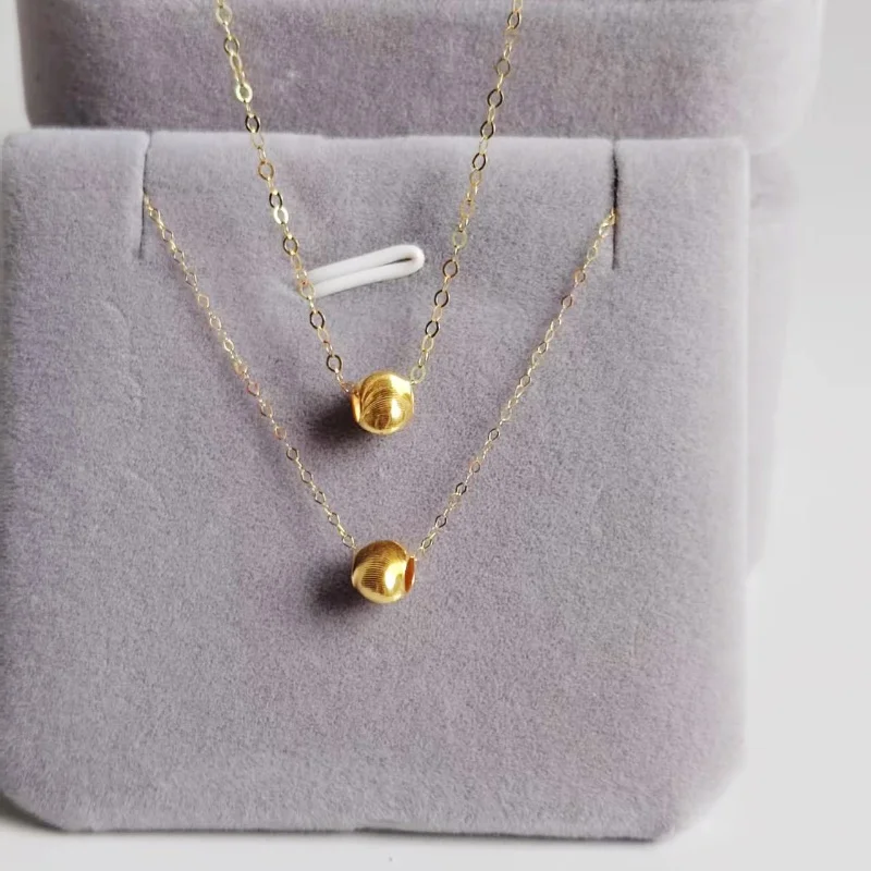 SMILE Real 18K Gold Cat Eye Necklace AU750 Gold Lulu Tong Transfer Bead Collarbone Chain Women's Boutique Jewelry Gift X0055