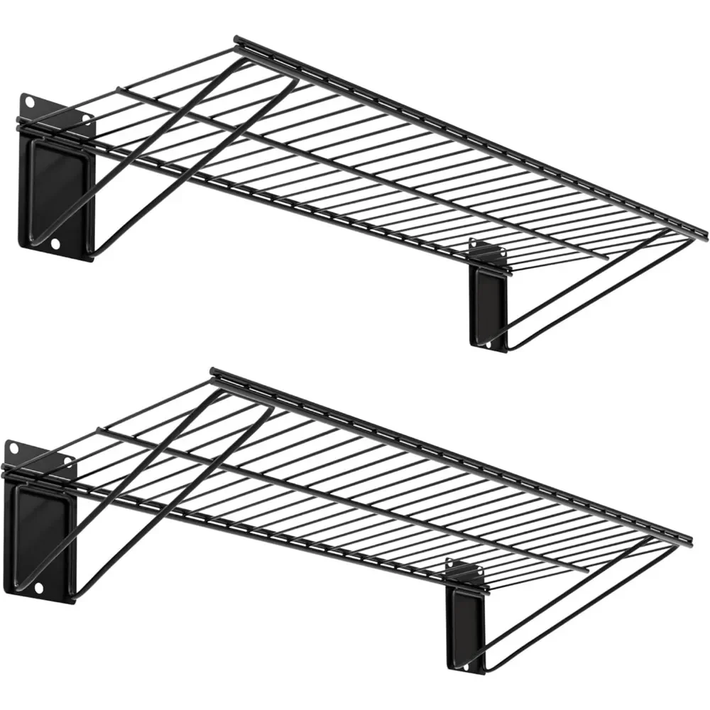 

24-дюймовая прочная металлическая настенная полка для хранения, грузоподъемность 90 фунтов, 2 штуки в комплекте, для гаража, офиса, подвала, кухни