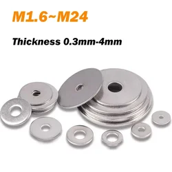 Flat Washers M1.6 M2 M2.5~M24 Thickness 0.3mm-4mm A4 Stainless Steel Wide Large Flat Wider DIN9021 Big Metal Gasket Plain Gasket