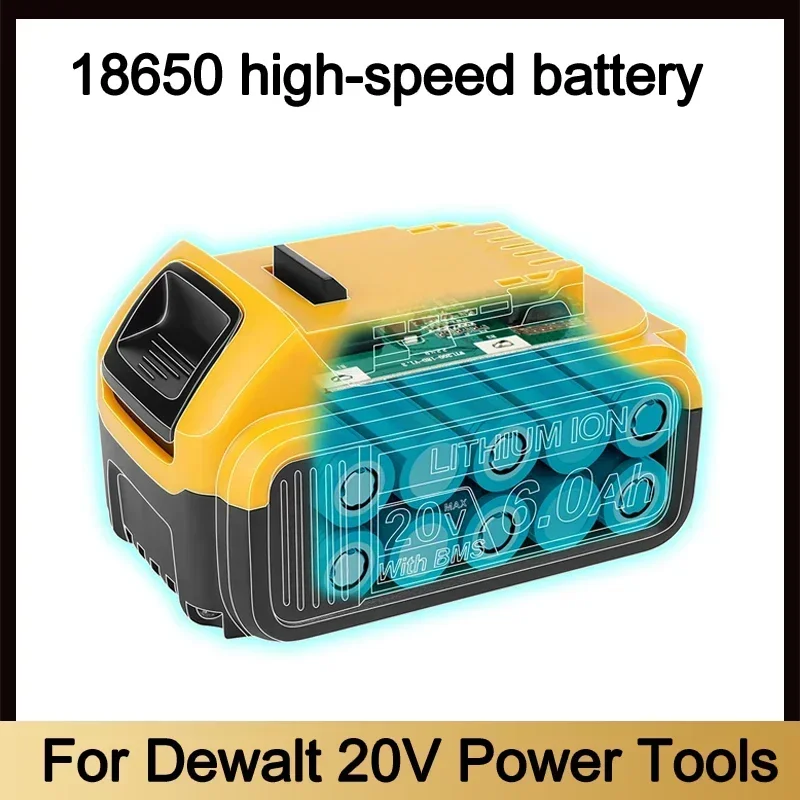 For DEWEI 20V 18000mAh Rechargeable Power Tools Battery with LED Li-ion Replacement DCB205 DCB204-2 DCB206