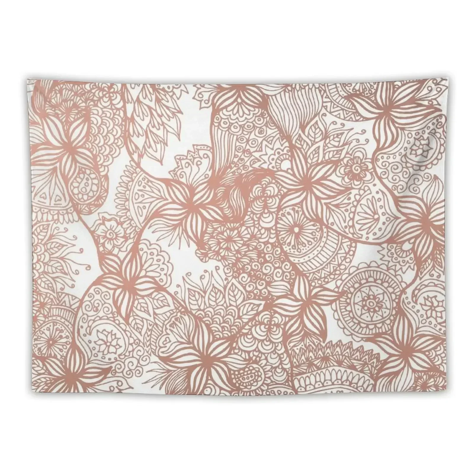 

Rose Gold Floral Doodles Tapestry Decorative Paintings Wallpaper Tapestry