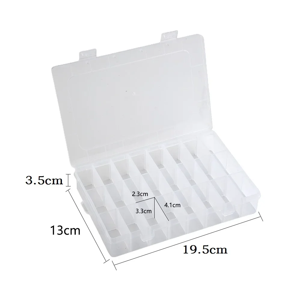 Plastic Box Storage Box 24 Grid Clear Compact Light PP Practical Metal Parts Sewing Accessories Electronic Parts