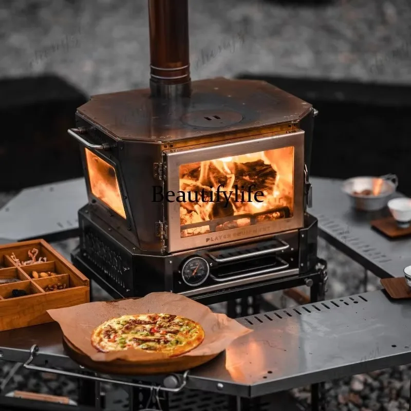 E136 Firewood stove Desktop viewing fire enclosure stove Overnight granular outdoor camping tent heating stove