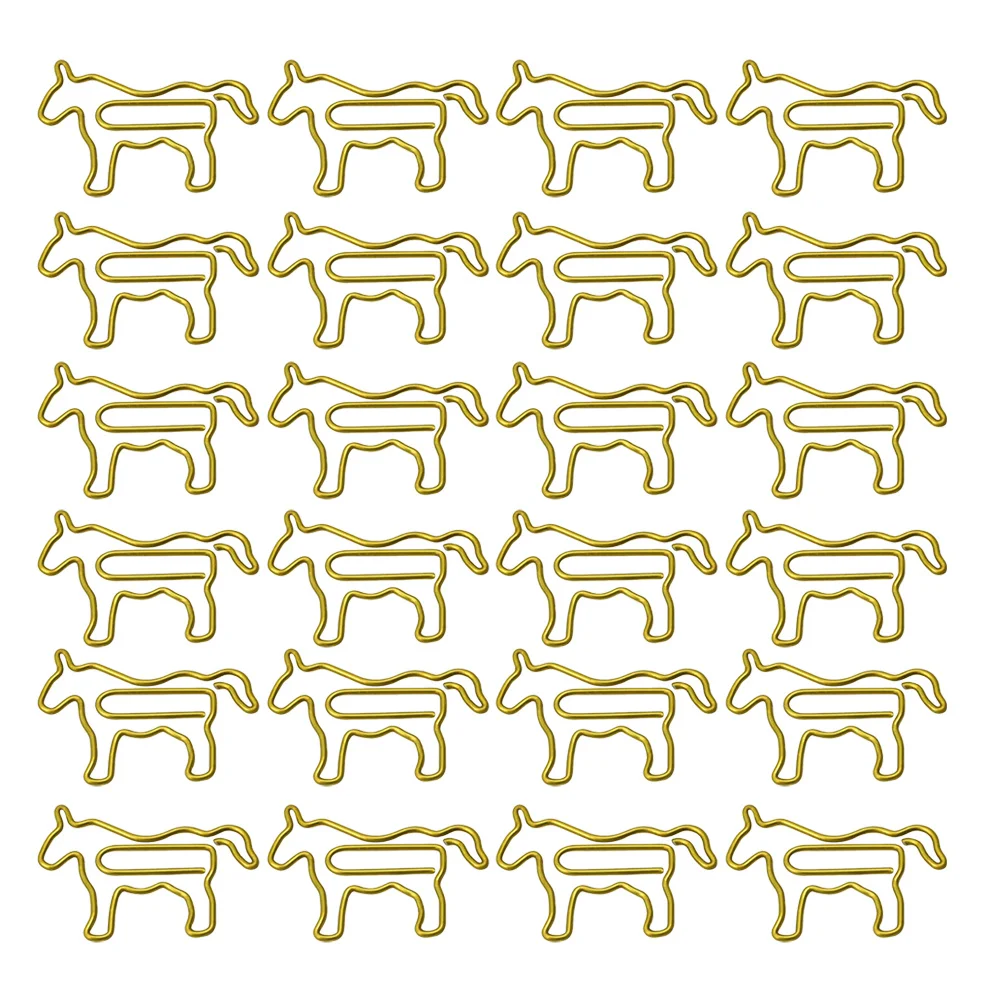

50pcs Golden Horse Shaped Paper Clips Creative Cartoon Metal Office School Supplies Bookmark Holder Strong Clamping Decorative