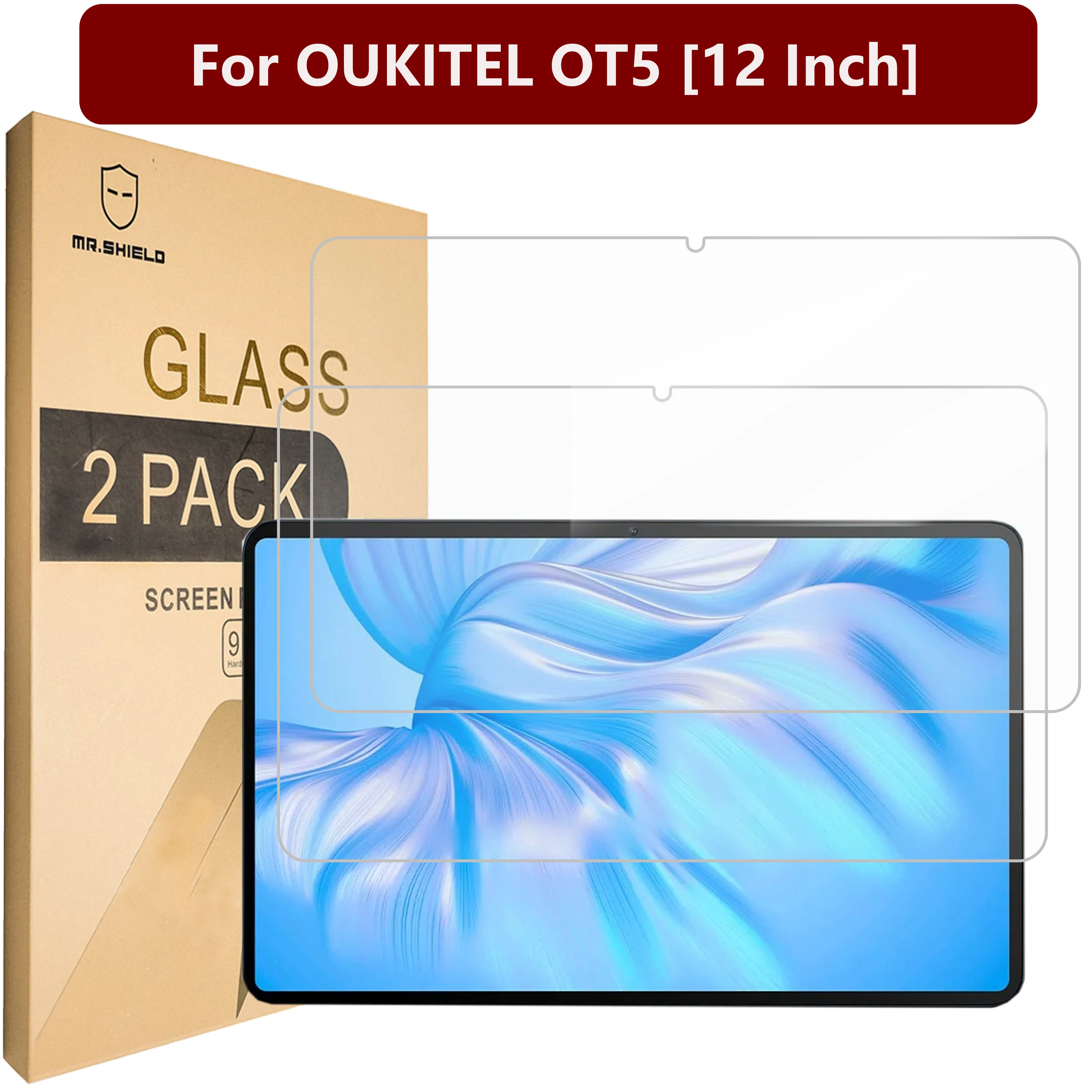 

Mr.Shield [2-PACK] Screen Protector For OUKITEL OT5 [12 Inch] [Tempered Glass] [Japan Glass with 9H Hardness] Screen Protector