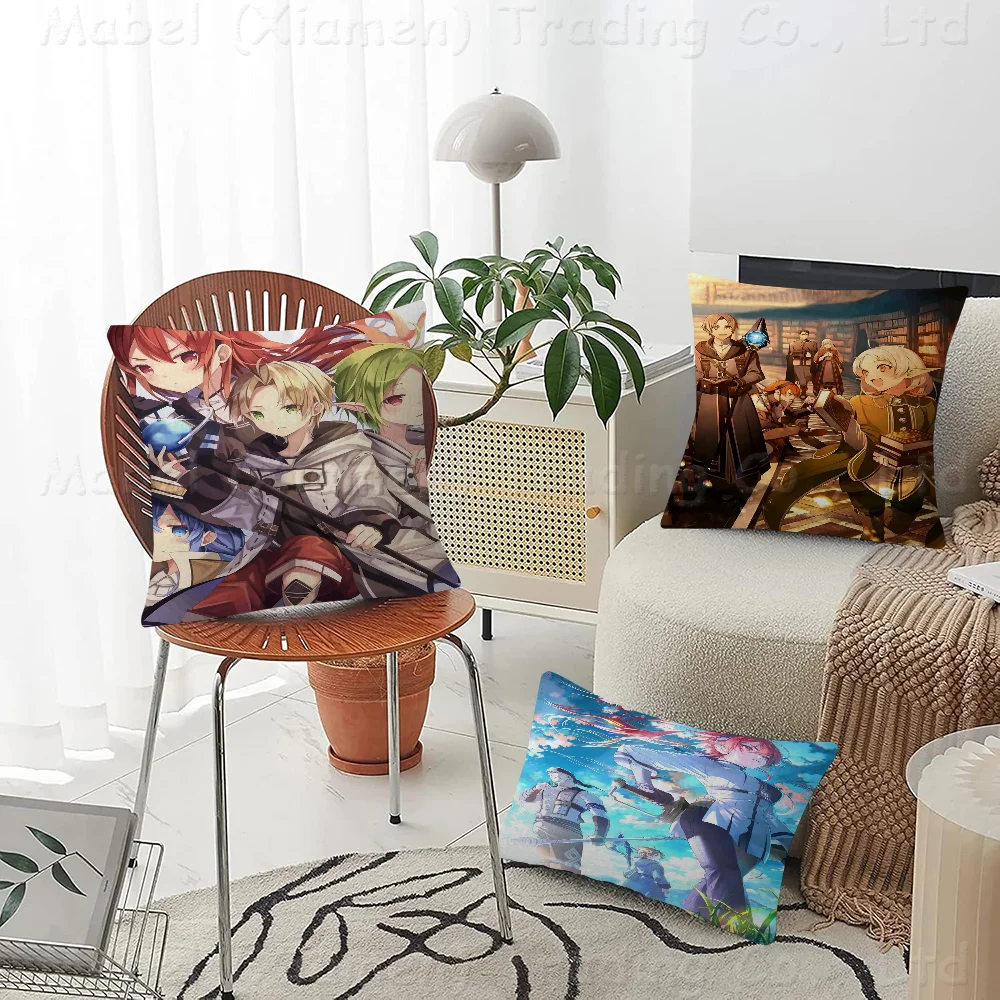 M-mushoku T-tensei Pillowcase Toon Gift Cushion Cover Bedroom Home Sofa Chair Seat Decor Pillow Case