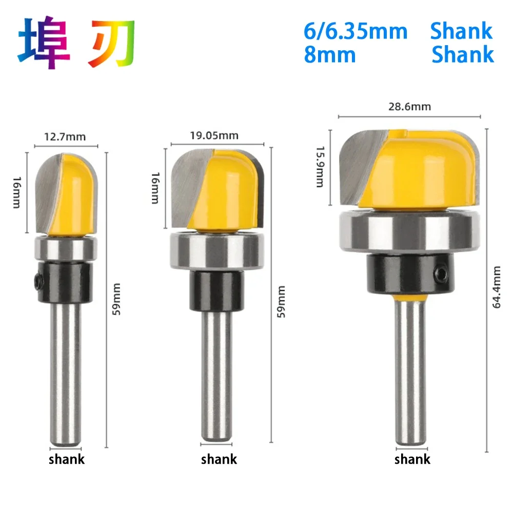 3Pcs 6mm 1/4 Shank1/2\