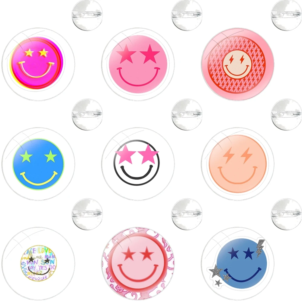 Pins Badge Metal Brooches For Clothes Backpack Decoration gift Preppy Art Happy Face Smiley Face Pre