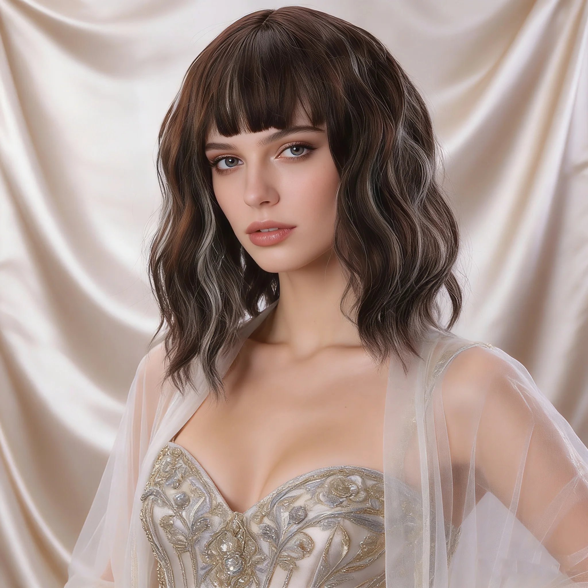 

1 элегантный и модный женский парик из синтетического волокна, модная прическа, дизайн с сетчатым головным убором цвета розы.