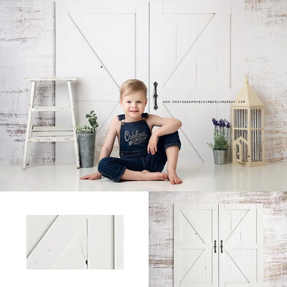 

Whitewash Doors Backdrop Kids Baby Cake Smash Photography Props Child Adult Birthday Photo Shoot Backgrounds