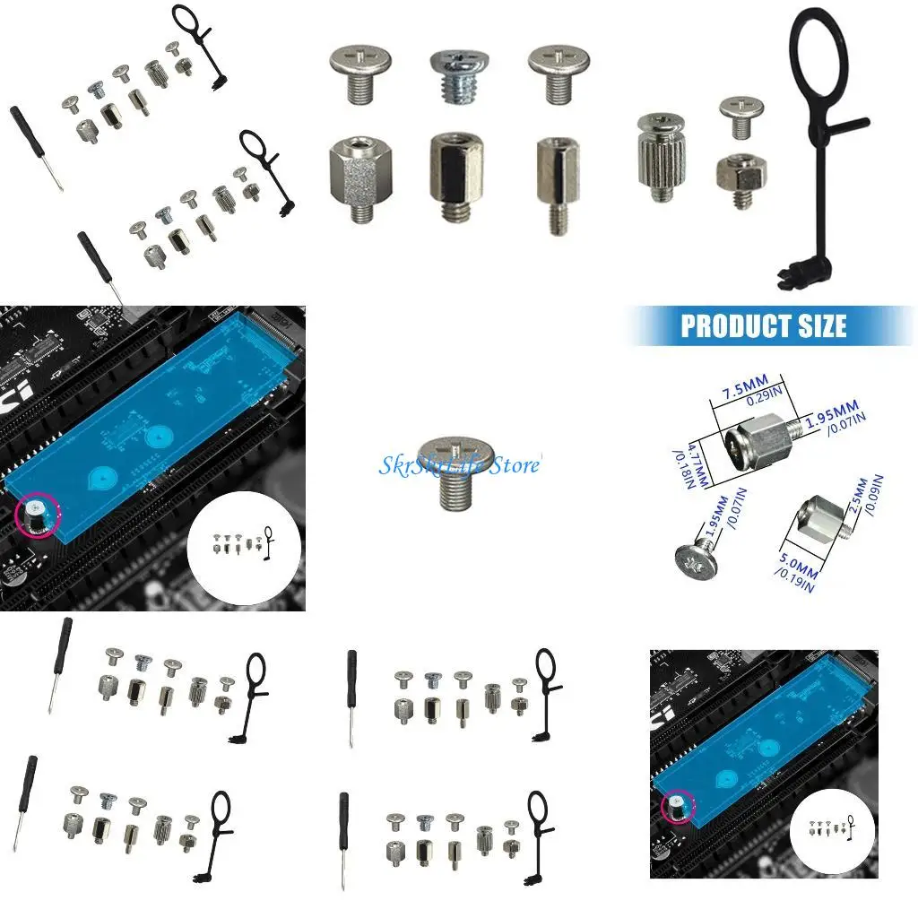 

E65E M.2 SSD Mounting Screws With Ergonomic Screwdriver For PC Motherboard Compatibility