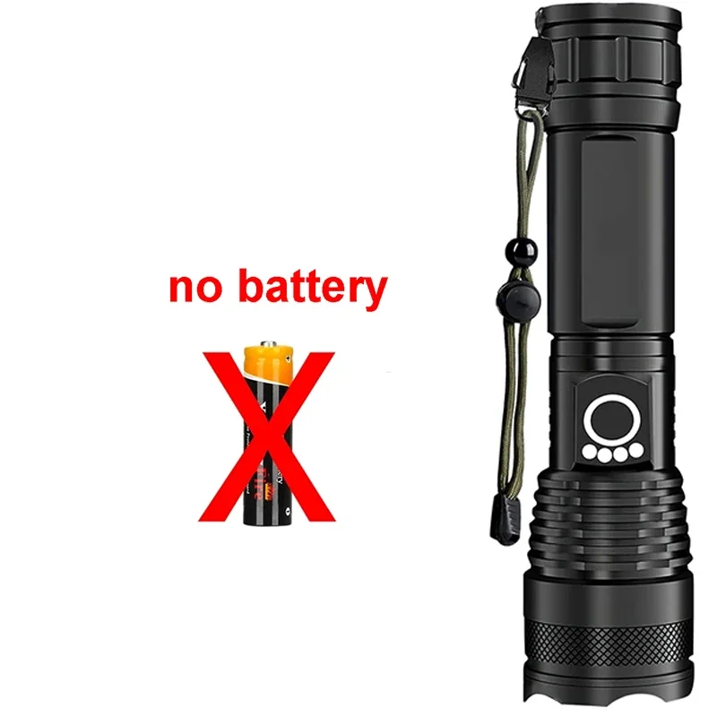 NONE Hochleistungs-LED-Taschenlampe, wiederaufladbar, 5-Modus, Aluminiumlegierung, Teleskop-Zoom-Taschenlampe, taktische Lampe für Outdoor-Camping, Angeln 5