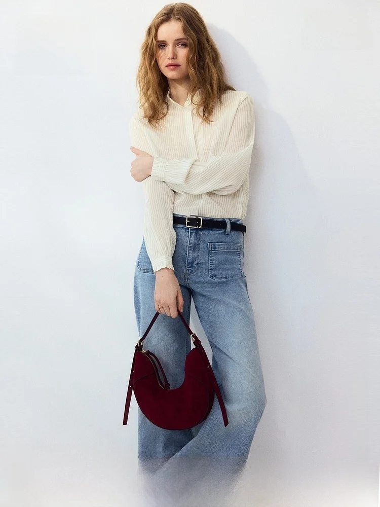 

Женская рубашка H&M в винтажном корейском стиле, лето 2026, с клетчатым воротником, на пуговицах, с длинным рукавом, элегантная, модная, приталенная